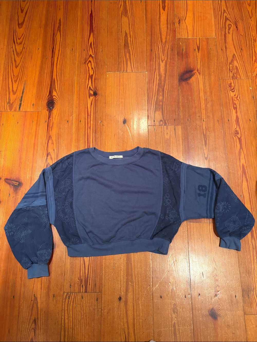Free People Blue Cropped Sweatshirt Size S